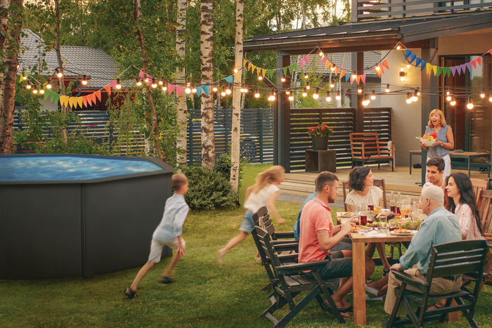 Gre poolpakke oval 14550 liter grafit - Swim & Fun